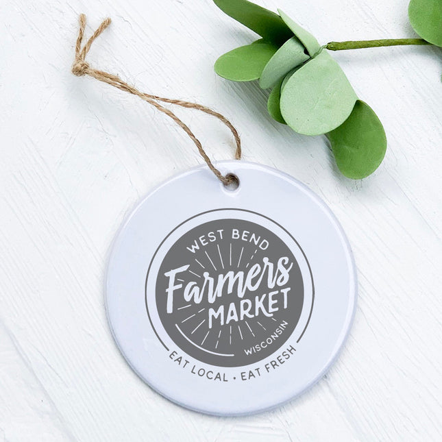 Farmers Market Eat Local w/ City, State - Custom Ornament