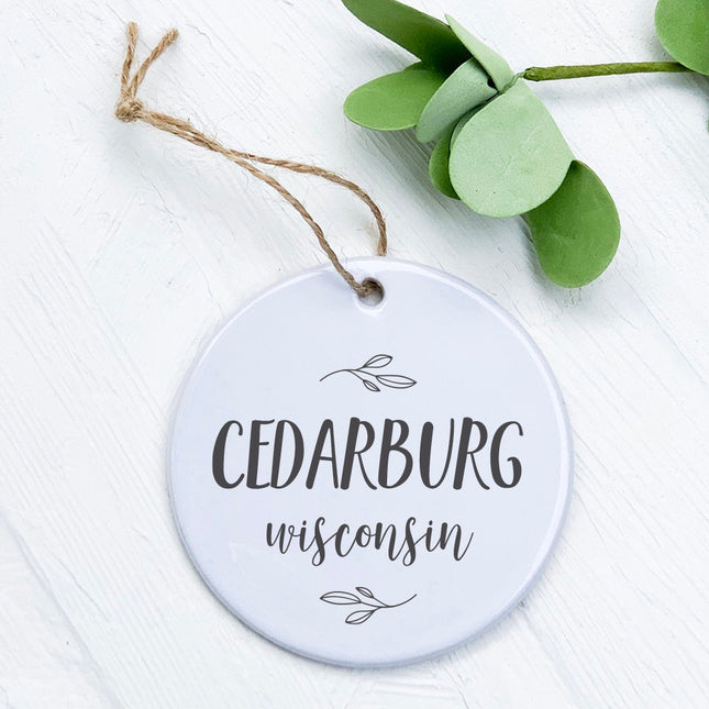 Leaf Framed City/State - Custom Ornament