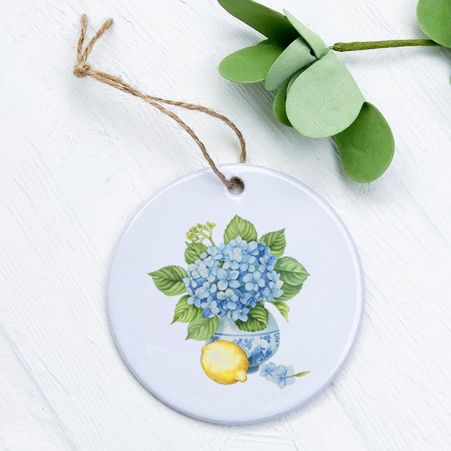 Hydrangea and Lemon Vase - Ornament