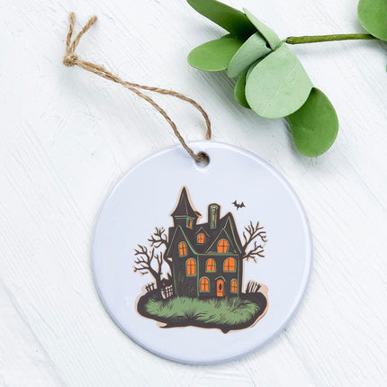 Retro Haunted House - Halloween Ornament