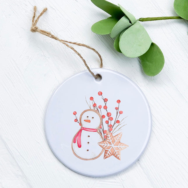 Gingerbread Snowman and Snowflake - Ornament