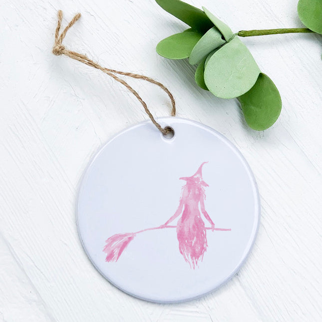 Pink Witch Silhouette - Ornament