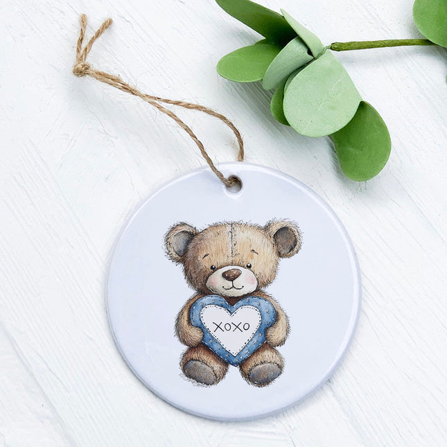 Denim Teddy Bear - Valentine's Day Ornament