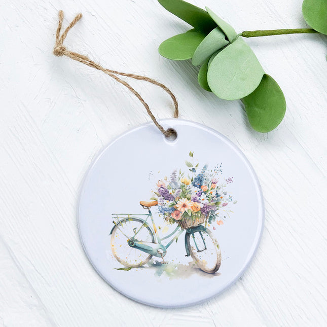 Watercolor Floral Bike - Ornament