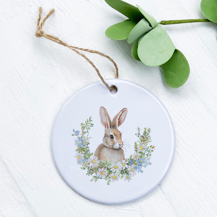 Daisy and Bunny Wreath - Easter Ornament