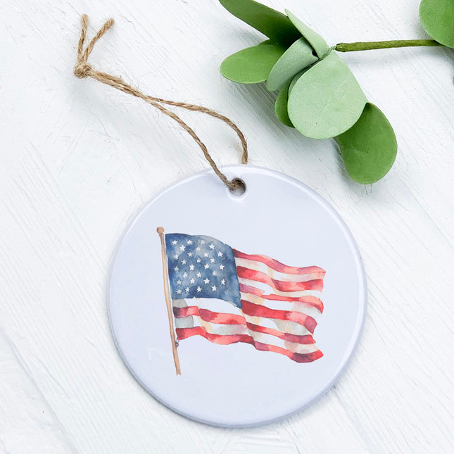 Watercolor American Flag - Ornament