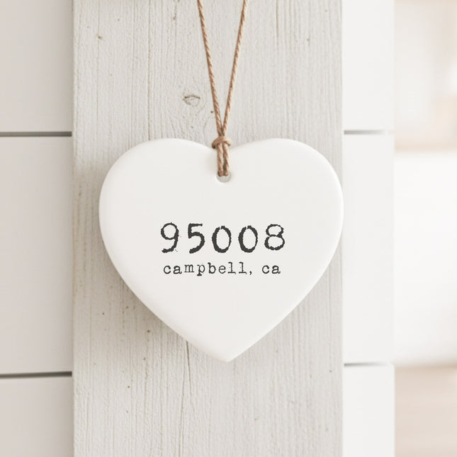 Zip Code - Custom Heart Shaped Ornament