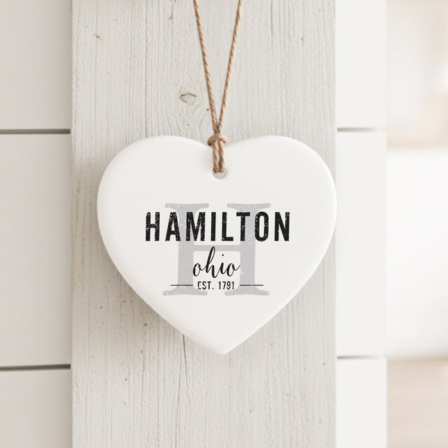 Initial City State - Custom Heart Shaped Ornament