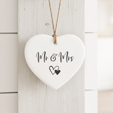 Mr Mrs - Heart Shaped Ornament