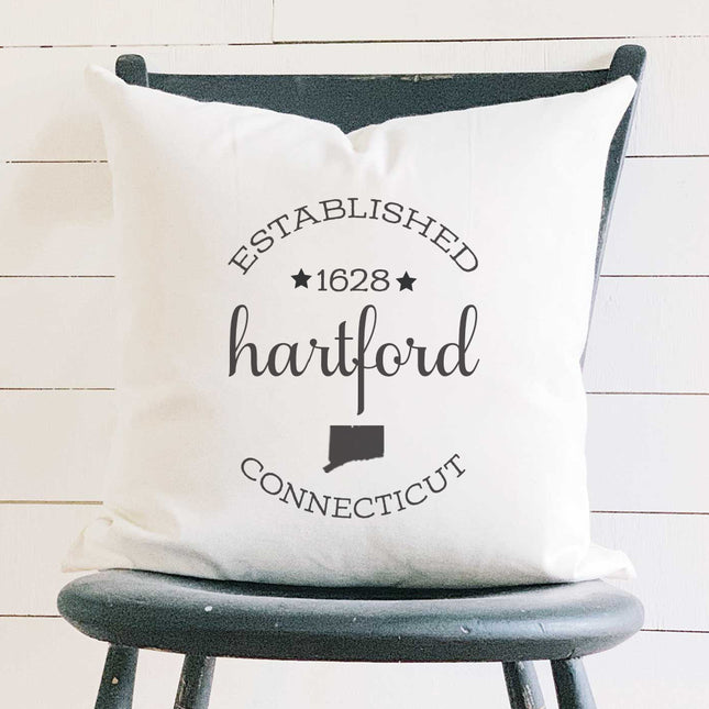 Circle Est, City, State - Custom Square Canvas Pillow