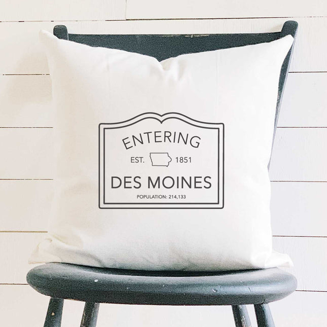 Entering City Sign - Custom Square Canvas Pillow