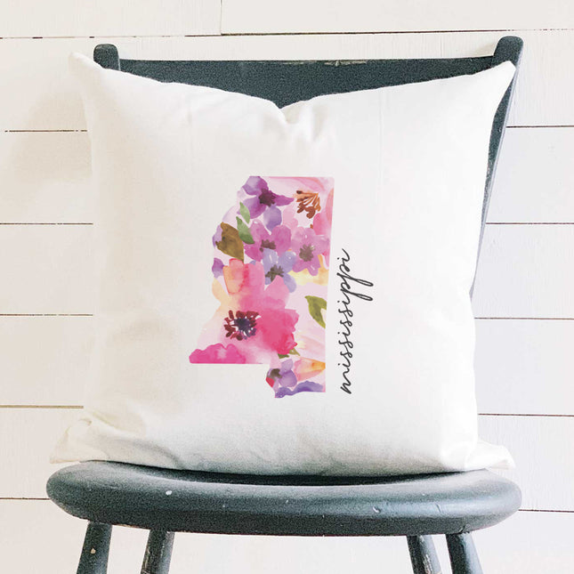 Floral State - Custom Square Canvas Pillow