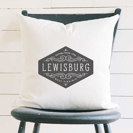 Flourish Sign w/ City, State - Custom Square Canvas Pillow