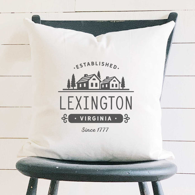 Simple Houses w/ City, State - Custom Square Canvas Pillow