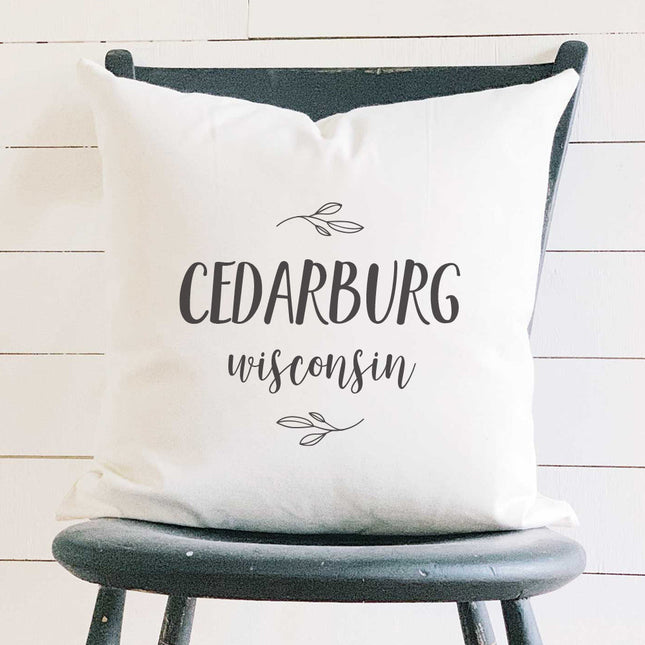 Leaf Framed City/State - Custom Square Canvas Pillow