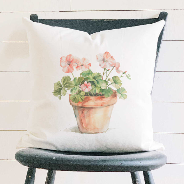 Watercolor Potted Plant - Square Canvas Pillow
