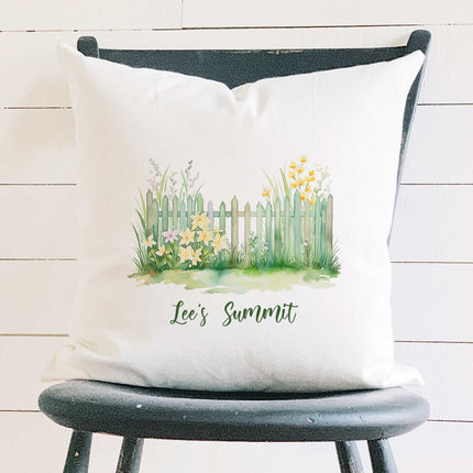 Daffodil Fence - Spring Custom Square Canvas Pillow