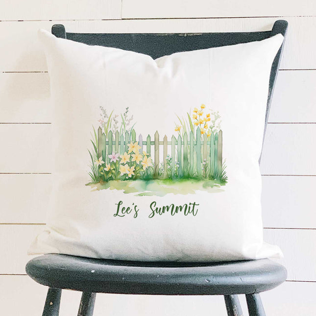 Daffodil Fence - Spring Custom Square Canvas Pillow