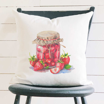 Preserved Strawberries - Summer Square Canvas Pillow