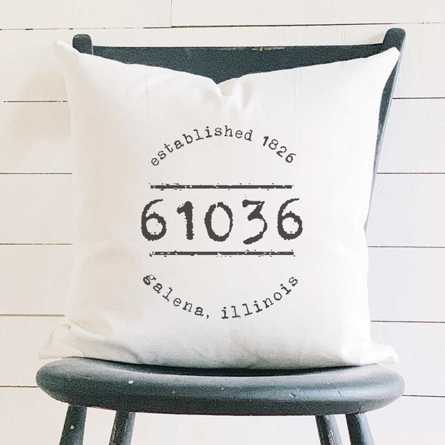 Established Zip/City - Custom Square Canvas Pillow