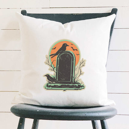 Retro Tombstone - Customizable Halloween Square Canvas Pillow