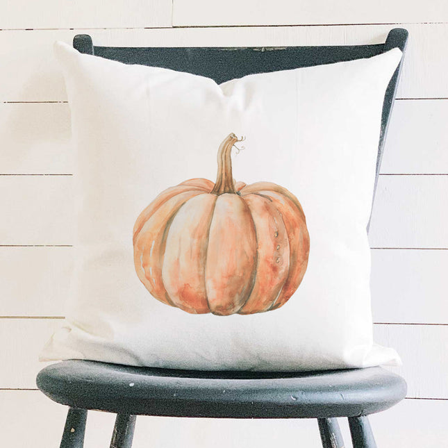 Watercolor Pumpkin - Customizable Autumn Square Canvas Pillow