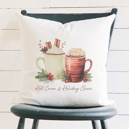 Hot Cocoa and Holiday Cheer - Winter Square Canvas Pillow