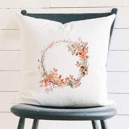 Delicate Autumn Wreath - Square Canvas Pillow