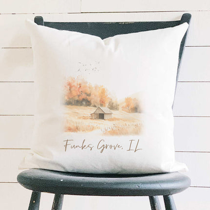 Fall Field Barn - Custom Square Canvas Pillow