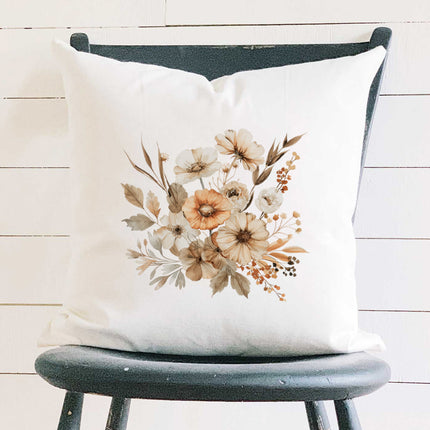 Fall Flowers - Customizable Square Canvas Pillow