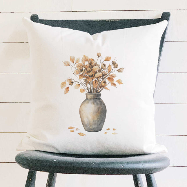 Fall Leaves Vase - Customizable Square Canvas Pillow