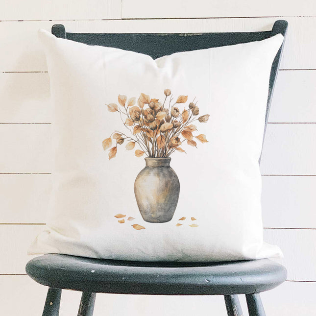 Fall Leaves Vase - Customizable Square Canvas Pillow