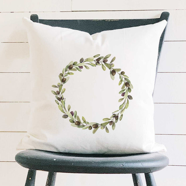Olive Wreath - Customizable Square Canvas Pillow