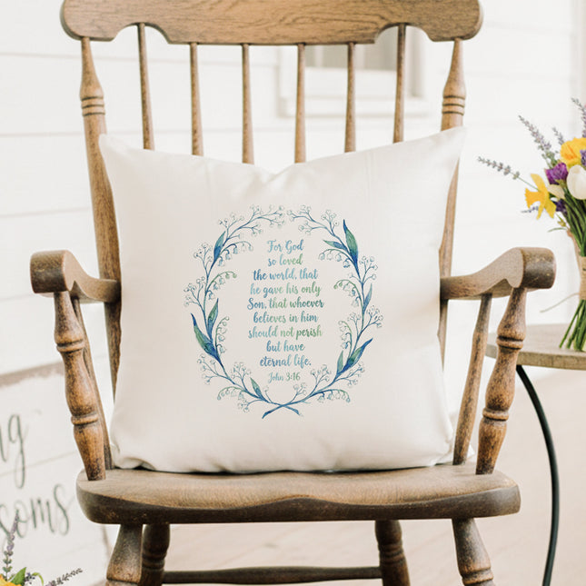 So Loved The World Spring Wreath - Square Canvas Pillow