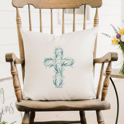 Spring Easter Cross - Square Canvas Pillow