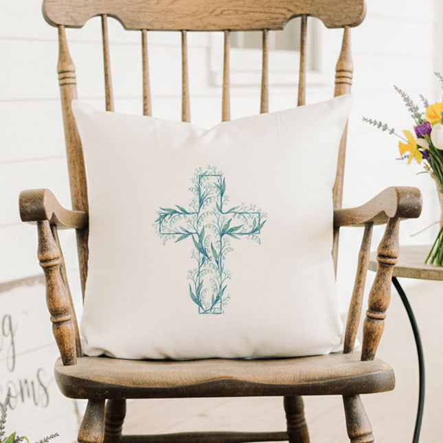 Spring Easter Cross - Square Canvas Pillow