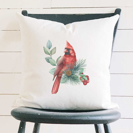 Cardinal (Fall Birds) - Customizable Square Canvas Pillow