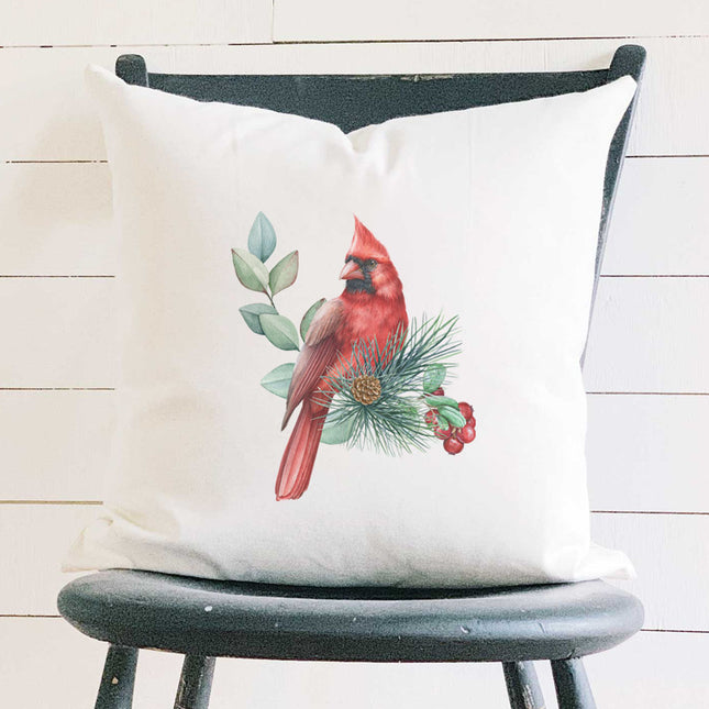 Cardinal (Fall Birds) - Customizable Square Canvas Pillow