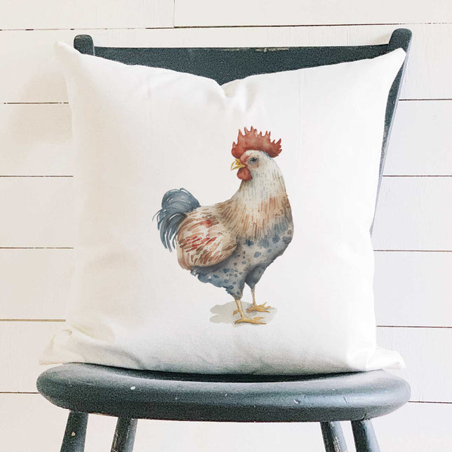 Farmhouse Chicken - Customizable Square Canvas Pillow