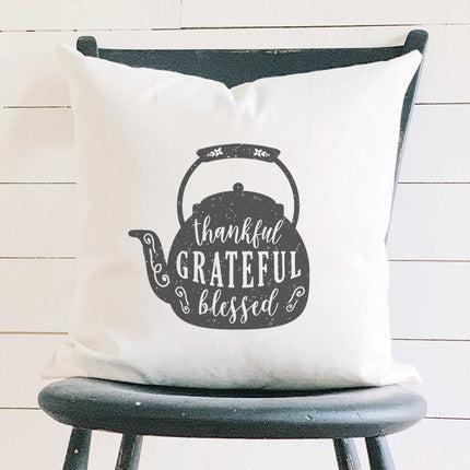 Thankful Teapot - Square Canvas Pillow