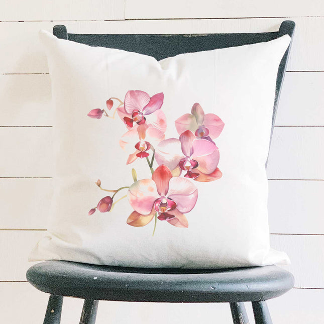 Watercolor Orchid Blooms - Square Canvas Pillow