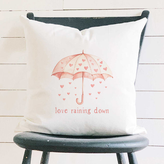 Love Raining Down - Valentine's Day Square Canvas Pillow