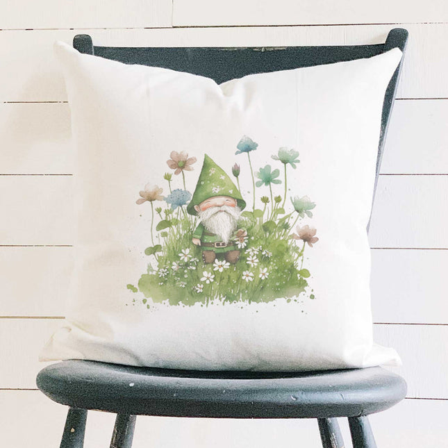 Irish Gnome in Clover - Square Canvas Pillow