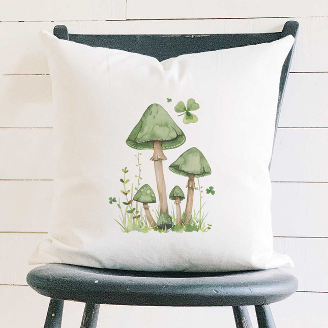 St. Patrick's Day Mushrooms - Square Canvas Pillow