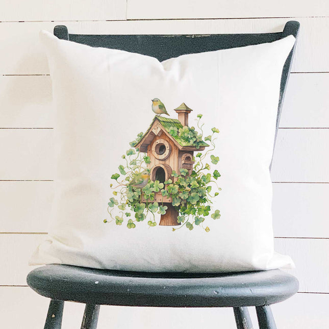Clover Bird House - St. Patrick's Day Square Canvas Pillow