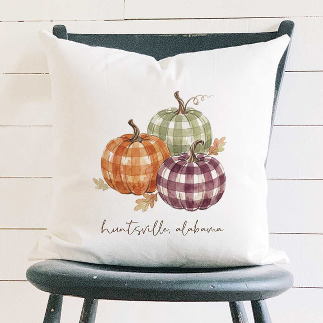 Plaid Pumpkins - Custom Square Canvas Pillow