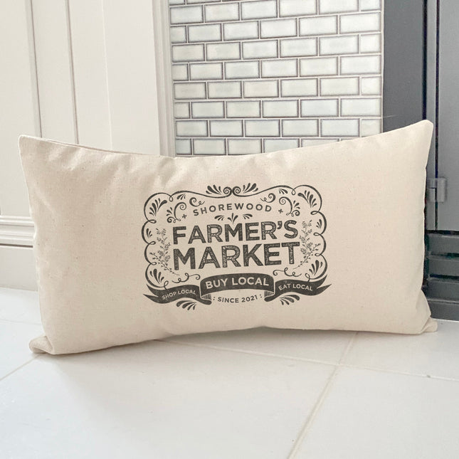 Vintage Farmers Market w/ City Est - Custom Rectangular Canvas Pillow