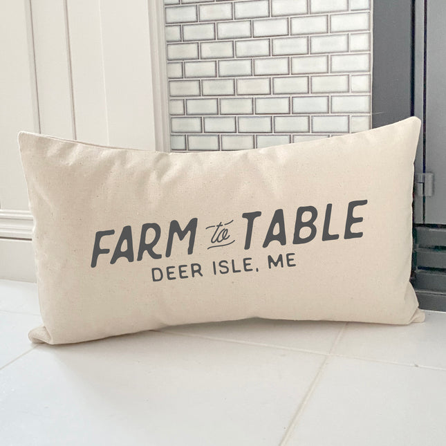 Farm to Table w/ City, State - Custom Rectangular Canvas Pillow