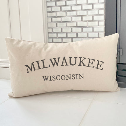 Arched City/State - Custom Rectangular Canvas Pillow