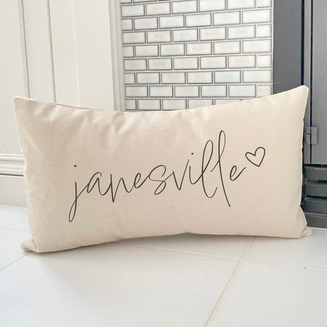 Cursive Heart - Custom Rectangular Canvas Pillow